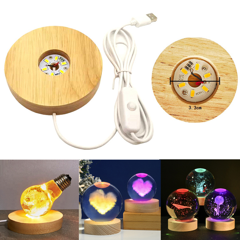 Lighting Decoration Stand - Художественный дисплей из смолы, круглый деревянный