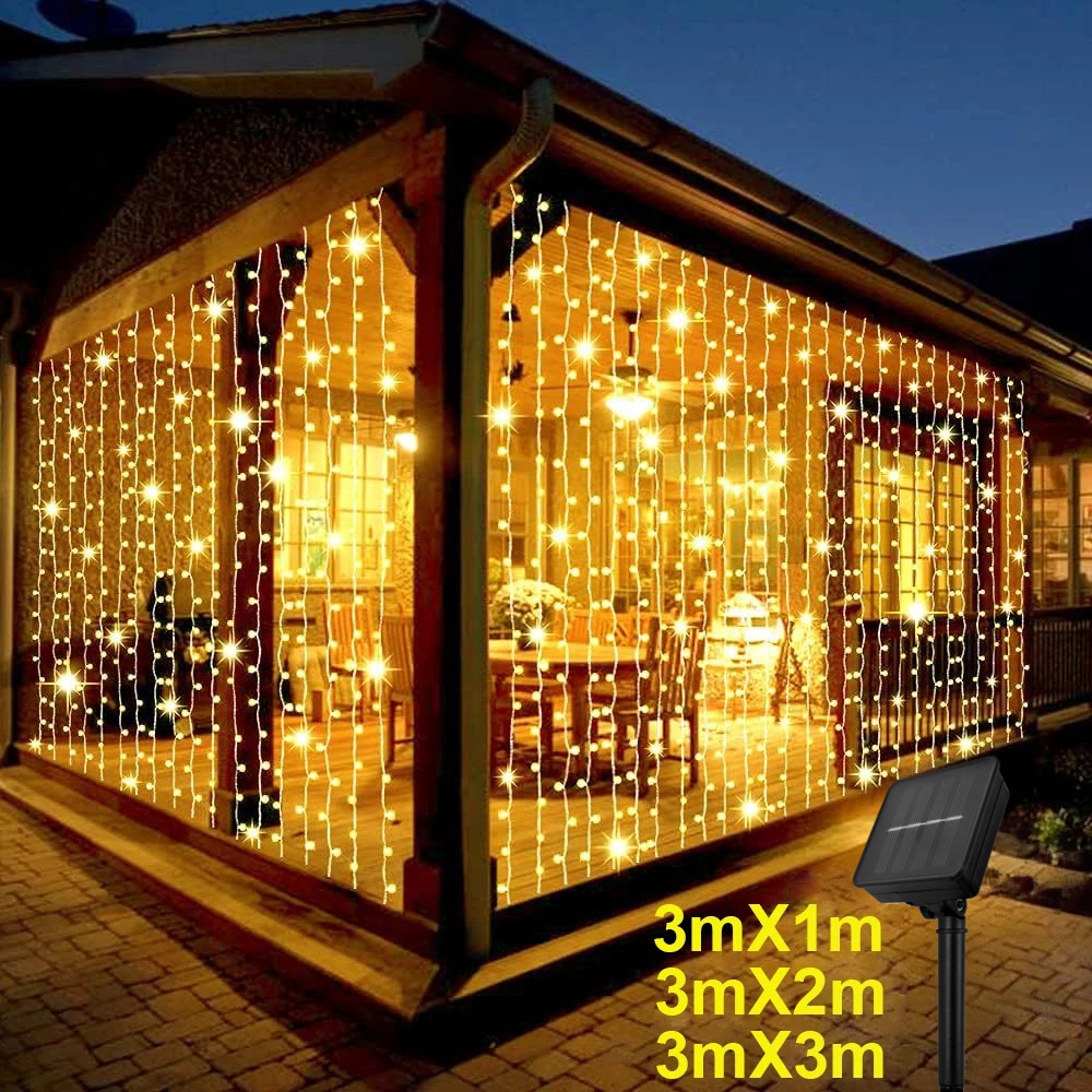 Fairy Light Curtain - Уличный солнечный светильник для штор 3x3