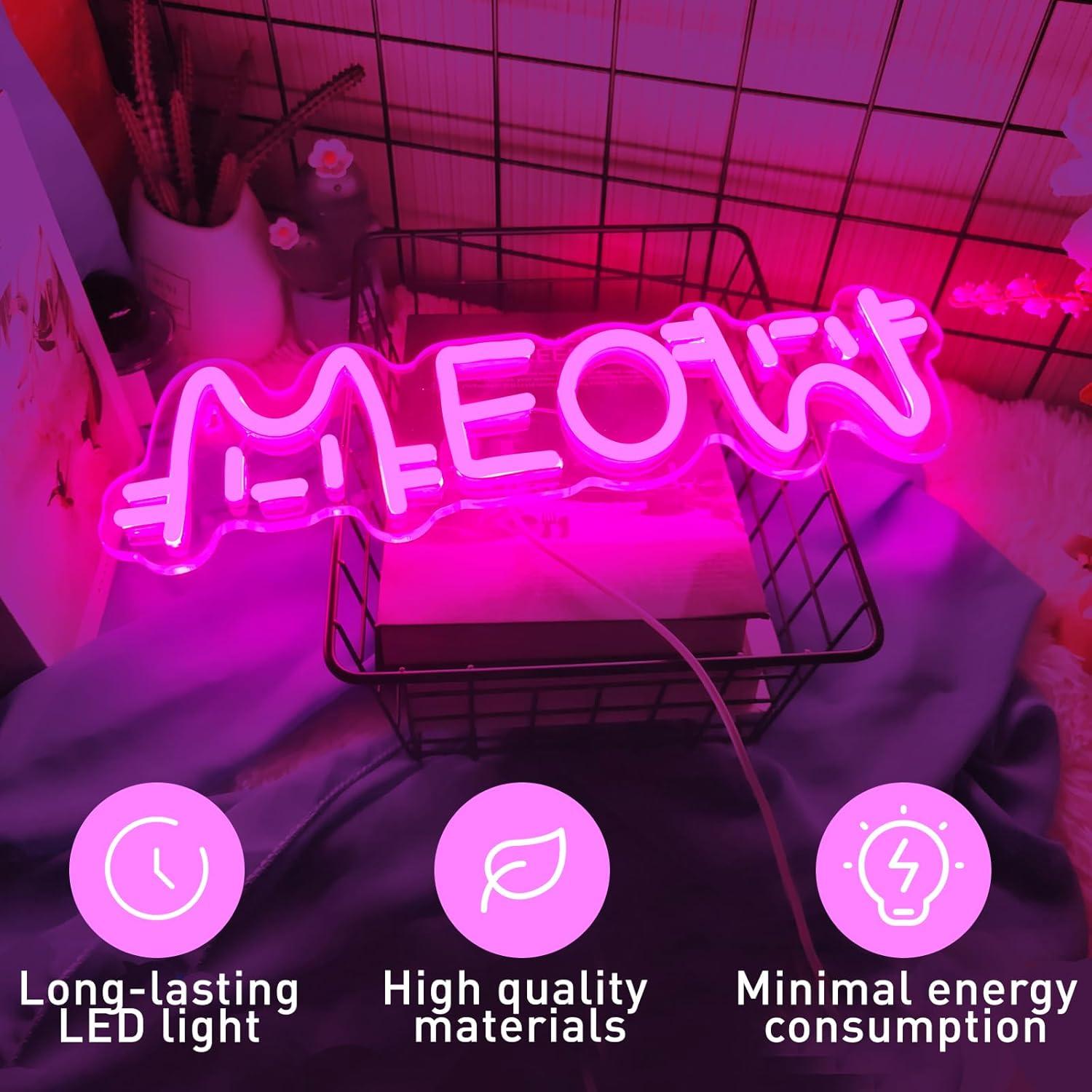 Неоновая вывеска «Мяу» в виде  – обзор и цена Lighting Decor House